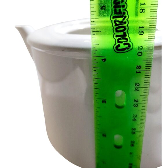 Vintage Minimalist White Teapot Copco Sam Lebowitz Ceramic Design 1983 Korea - Picture 12 of 15